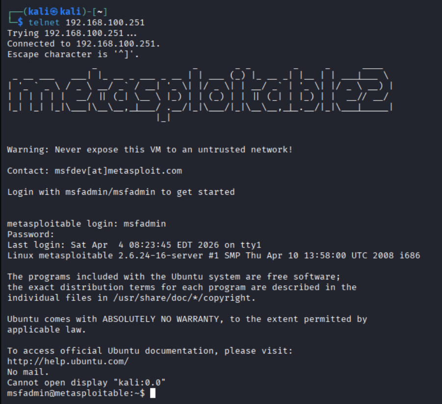 Kirjautuminen telnet